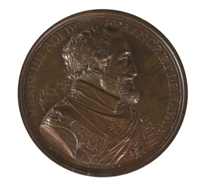 null LOT DE 2 MÉDAILLES*
Bronze XIXe siècle.
Rétablissement de la statue de Henri...