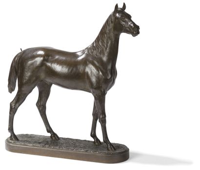 null LARGE FIGURE OF A HORSE IN BRONZE WITH BROWN PATINA
Signed H. Peyrol for Hyppolite...