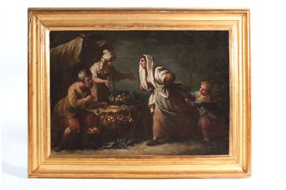 null Attribué à Antonio ROSSI (1700-1753)
La famille du berger ; La vendeuse de fruits...