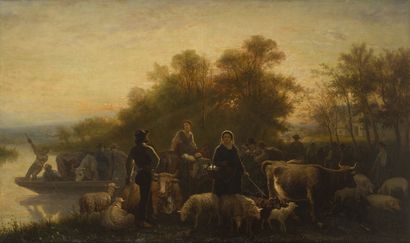 null Anthony SERRES (1828-1898)
La fin d'un jour de foire
Huile sur toile signée...