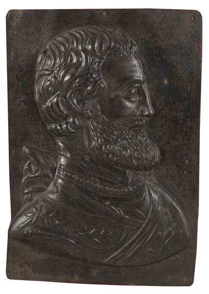 null PATINATED METAL PLATE*, PROBABLY REPRESENTING
probably representing Henri IV...
