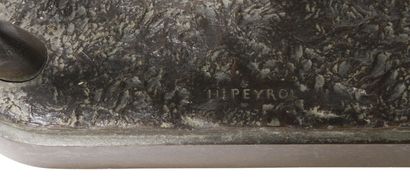 null LARGE FIGURE OF A HORSE IN BRONZE WITH BROWN PATINA
Signed H. Peyrol for Hyppolite...