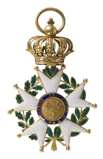 null LÉGION D'HONNEUR EN OR ÉMAILLÉ PARIS 1819-1838,*
sur l'avers Profil d'Henri...