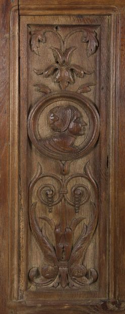 null TWO CATHEDRALS IN CARVED OAK
with high back and decoration of birds and foliage,...