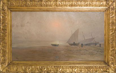null Ricardo URGELL CARRERAS (1874-1924)
Marine au soleil couchant
Huile sur toile,...