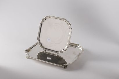 Two trays mounted square silver 833 thousandths,...