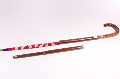 American patriotic cane, the shaft in wood...