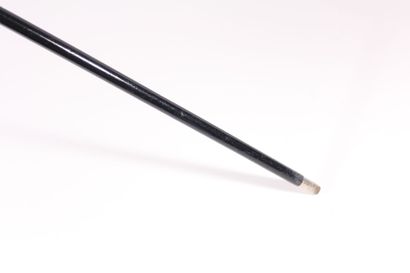 null Fine cane, the shaft in black wood, the curved knob in silver 800 thousandths...