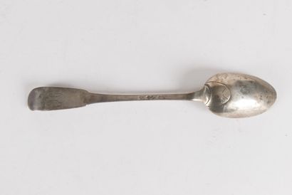 null Amiens 1778, silver stew spoon 950 thousandths model uni-flat numbered 140 g....