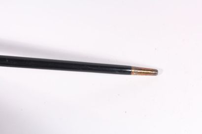 null Cane watch-holder, the shaft in black wood, the ring in brass, the round pommel...