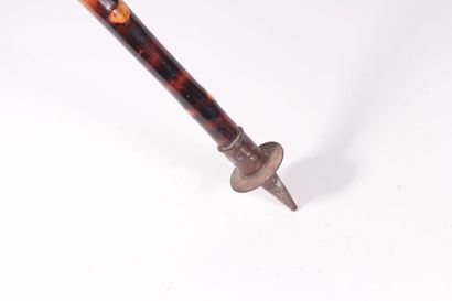 null Cane seat, the shaft in speckled wood, the seat in wood, rusted system. Length...