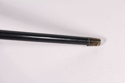 null Cane with black wood stock, the end of the pommel and the ring in silver, English...
