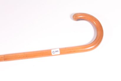 null Blond wood cane, foldable, pommel stock. Length 90 cm.