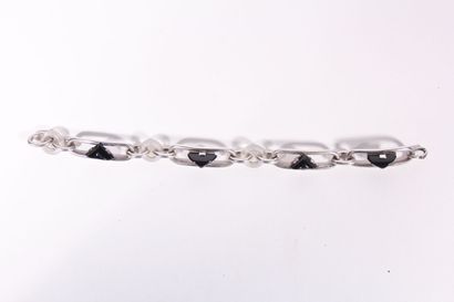 Art Deco silver bracelet, elongated and oval...