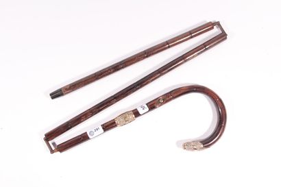 Cane with folding rattan stock, ring and...