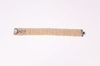 Art Deco ribbon bracelet made of six rows...