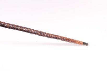 null Cane puzzle, the shaft in hawthorn, the pommel in bronze in the shape of head...