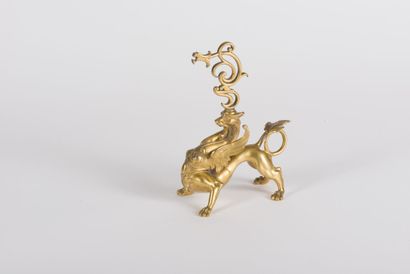 null Late 19th century gilt bronze watch holder in the shape of a dragon, height...