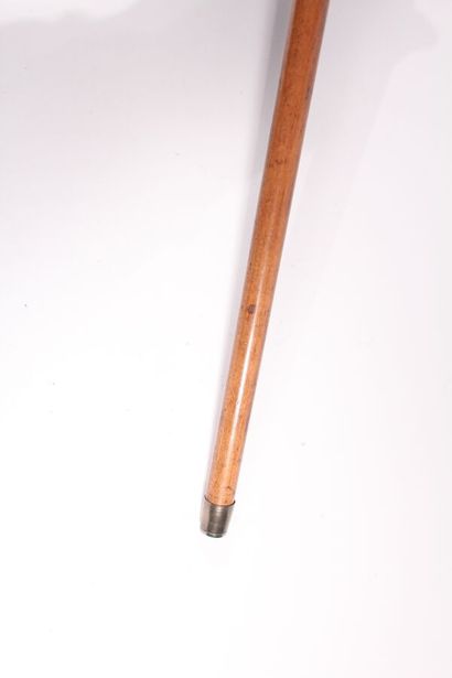 null Electric lamp cane, the shaft in Malacca rush, braided copper ring, the knob...
