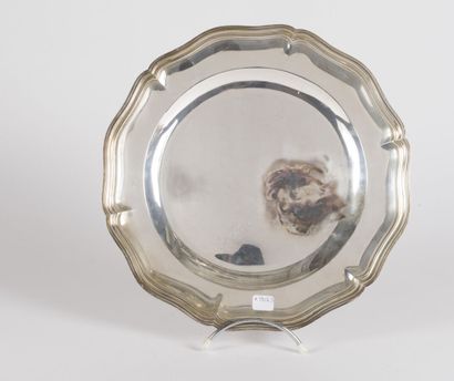 null Christofle, round dish in Minerva silver 950 thousandths with a scalloped edge...