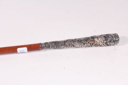 null Fine cane, long silver pommel milord with embossed and chased dragons, the shaft...