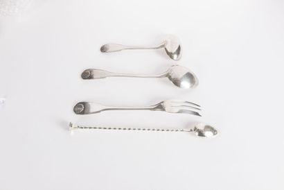 null Christofle, three silver plated serving pieces, shell model: a sauce spoon,...