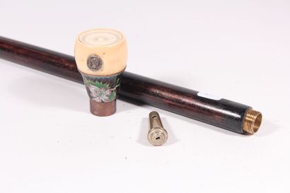 Cane whistle, the shaft out of wooden, the...