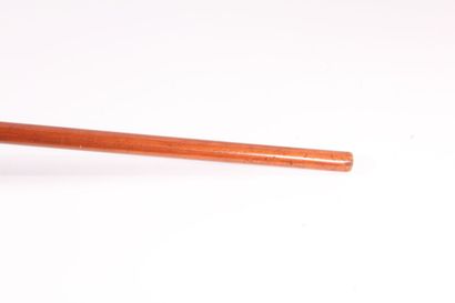 null Blond wood cane, the ovoid handle unscrewing to reveal a pencil, the shaft engraved...