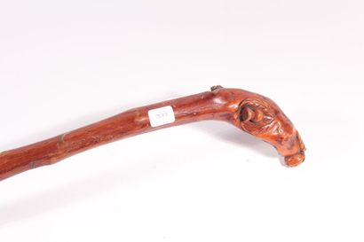 null Celtic folk art cane in monoxyl wood with engraved decoration of a harp and...