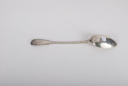 Large silver stewing spoon, Paris 1778, with...