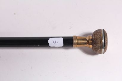 null Cane watch-holder, the shaft in black wood, the ring in brass, the round pommel...