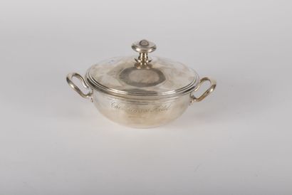 null Christofle, small covered vegetable dish and its presentation plate, the base,...