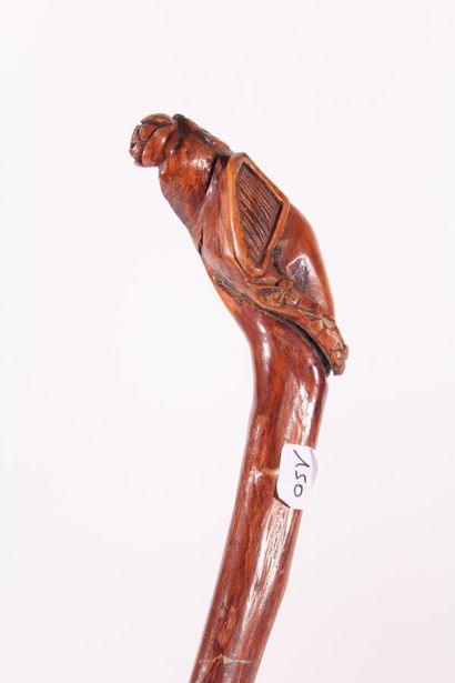 Celtic folk art cane in monoxyl wood with...