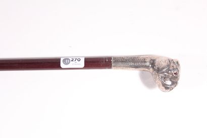 null Straight cane, the shaft in speckled exotic wood, the knob in hammered silver...