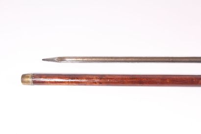 null Cane with system, the shaft out of wooden decorated of escutcheons, the curved...
