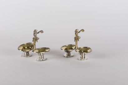 null Odiot Paris, pair of double salerons in silver and vermeil Minerve 950 thousandths,...