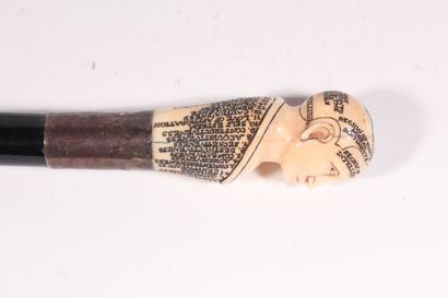 null Rare acupuncturist's cane, the ivory pommel in the shape of a head annotated...