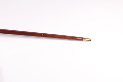 null Cane, the shaft in mahogany, the knob square in silver 925 milièmes with plant...