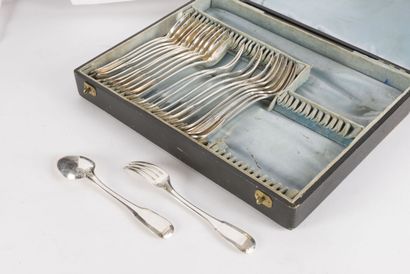 null Boulenger goldsmith, twelve silver cutlery Minerve 950 thousandths, model Art...