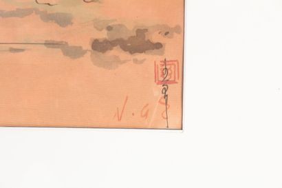 null Vietnam, XXe siècle
Peinture à l'encre et gouache sur soie, signée en bas à...