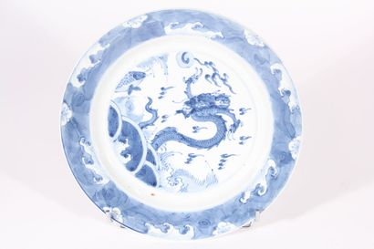 null Petit plat en porcelaine bleu blanc
Chine, époque Kangxi (1662-1722)
A décor...