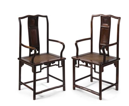 null Set of eight wooden armchairs, guanmaoyi 
China, 19th century
The top rail arched...