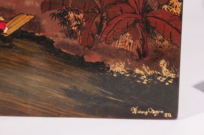 null Hoang Ngoc (active mid 20th century)
Lacquer panel
Representing a village surrounded...