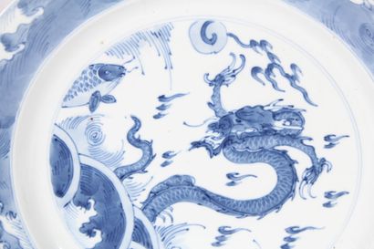 null Petit plat en porcelaine bleu blanc
Chine, époque Kangxi (1662-1722)
A décor...