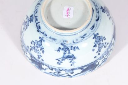 null Bol en porcelaine bleu blanc
Chine, XVIe/XVIIe siècle
Chantourné, à décor central...
