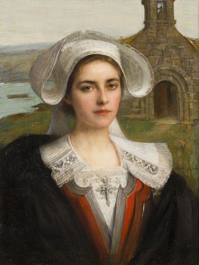  Albert LYNCH (1860-1950)
Breton woman
Oil on canvas, signed middle right.
69 x 53... Gazette Drouot