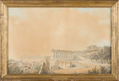 null RULLMANN (actif vers 1800)
Une paire de paysages animés : vue du palais de France...