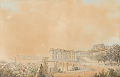null RULLMANN (actif vers 1800)
Une paire de paysages animés : vue du palais de France...