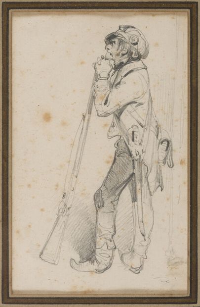 null Nicolas-Toussaint CHARLET (Paris 1792-1845)
Le repas
Lavis brun sur traits de...