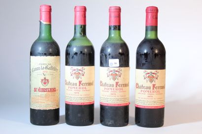 null 1973 - Château Ferrand, Pomerol, 3 blles, 1 début épaule, 1 mi-épaule, 1 bas-goulot
1973...